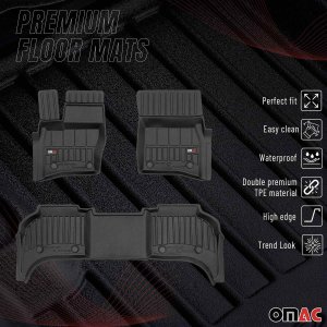 Land Rover Defender L663 Floor Mat - Omac - Premium TPE 3 Pcs - Black - 2020-2025